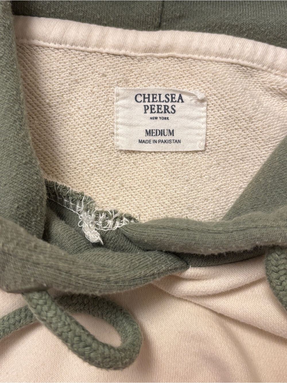 Colorblock Hoodie Sweatshirt in Cream, Pink & Olive - Picture 2 of 2
